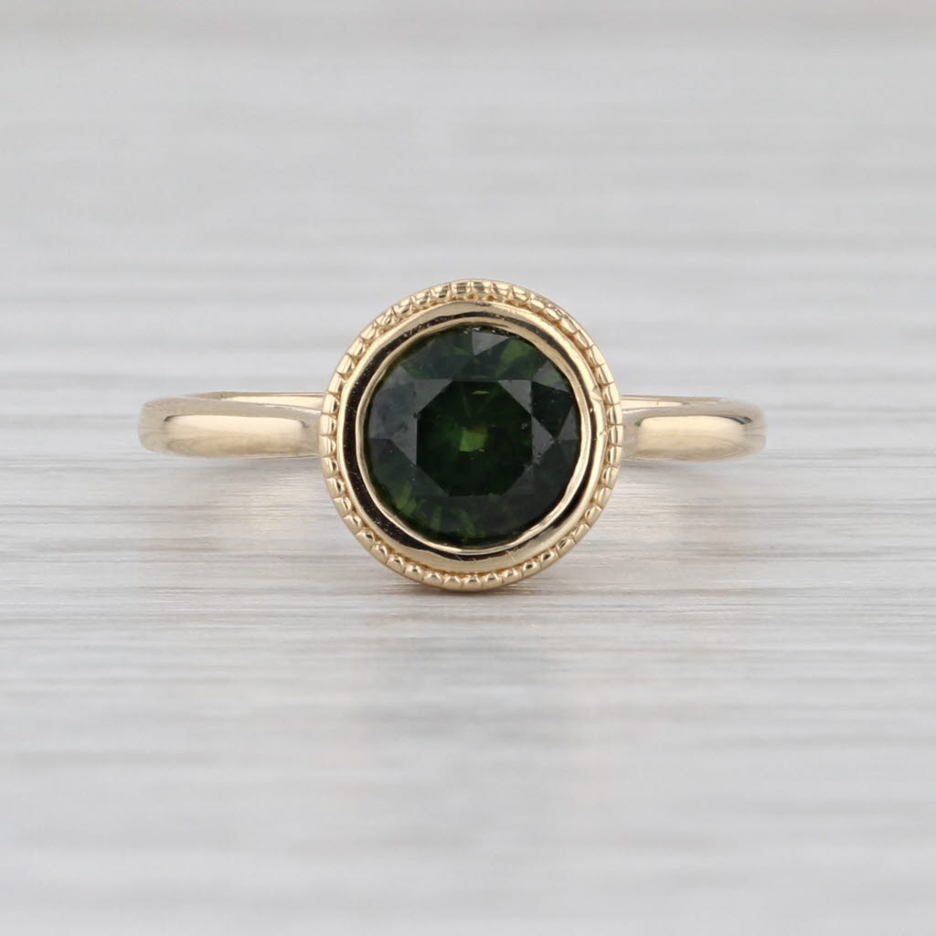 1.35ct Round Green Sapphire Solitaire Ring 14k Yellow Gold Size 4.25