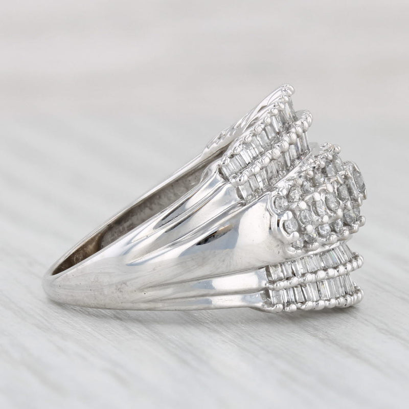 Light Gray 1.45ctw Diamond Cocktail Ring 10k White Gold Size 7