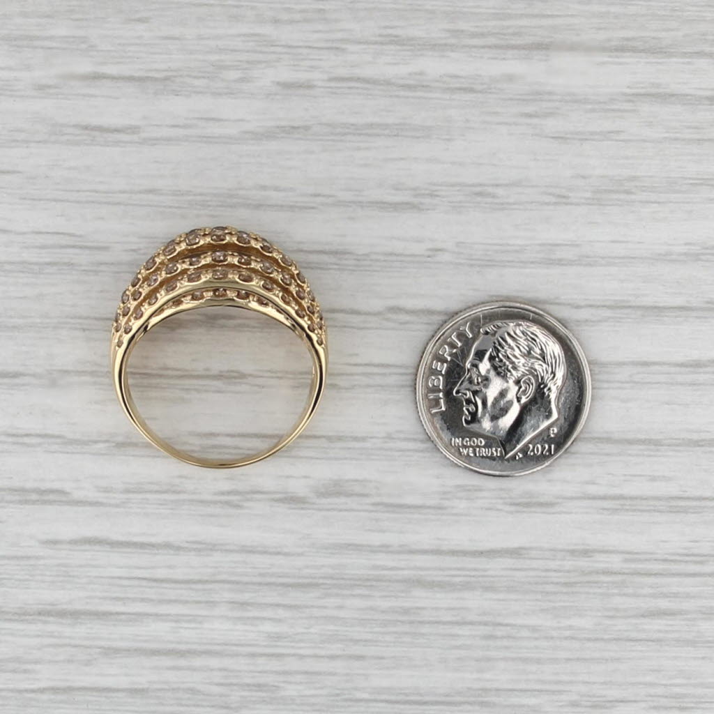 2ctw Champagne Diamond Multiband Ring 18k Yellow Gold Size 8.5 Cocktail