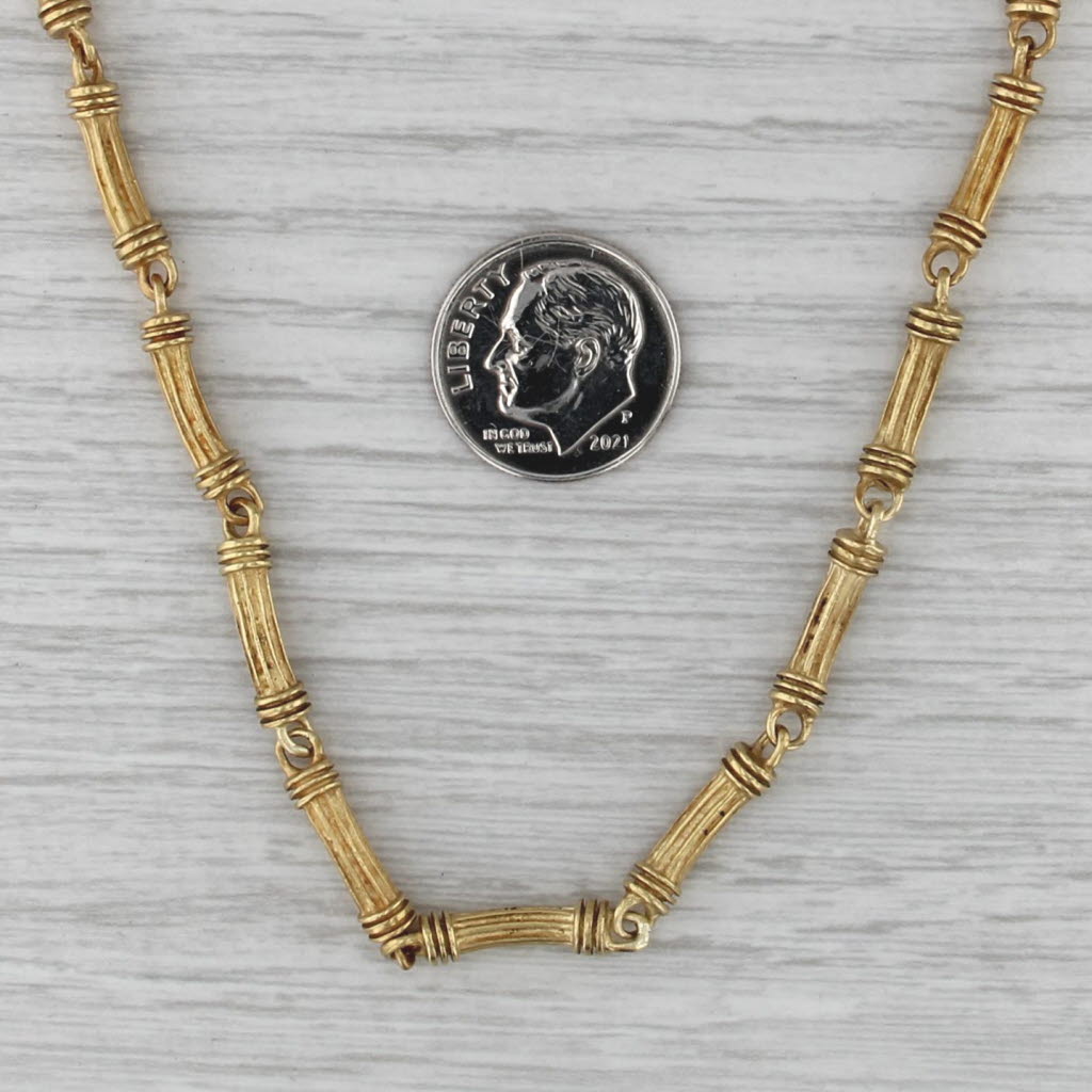 Slane & Slane Bar Link Necklace 18k Yellow Gold 14.5" 4mm Ring Toggle Clasp