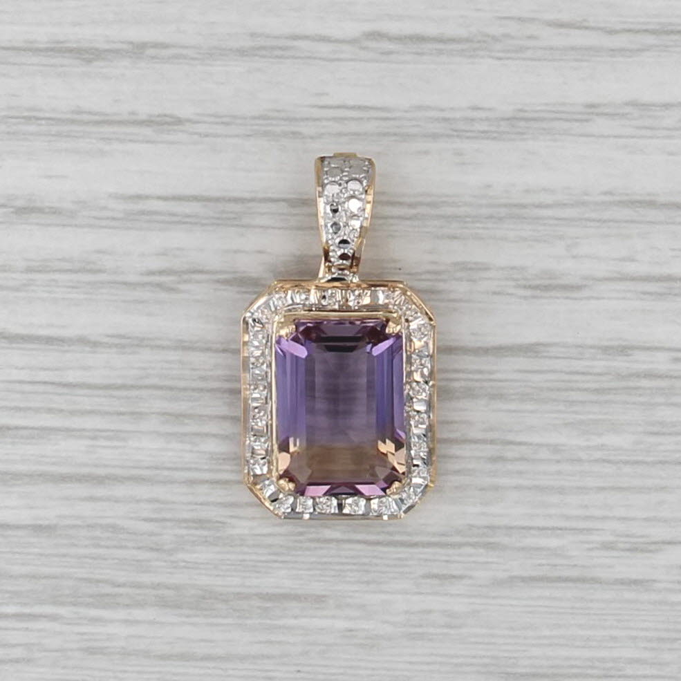 5.50ct Purple Yellow Ametrine Pendant 14k Gold Enhancer Clip Bail