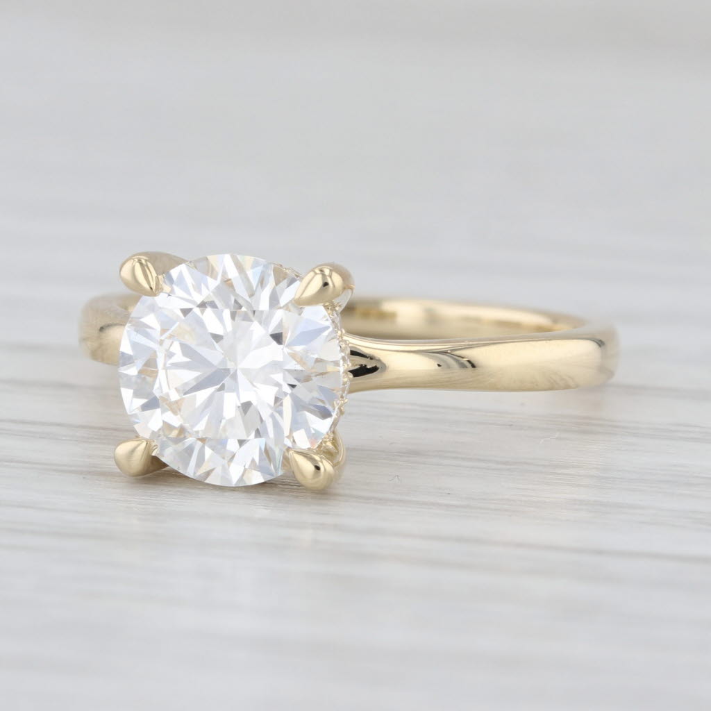 2.11ctw Lab Grown Round Diamond Halo Ring 14k Yellow Gold Size 6.5 IGI