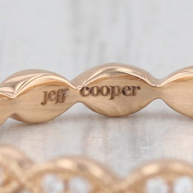 Jeff Copper 0.12ctw Diamond Eternity Band 18k Rose Gold Woven Stackable Ring