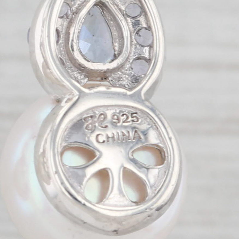 Cultured Pearl Tanzanite Dangle Earrings Sterling Silver Honora Lever Backs