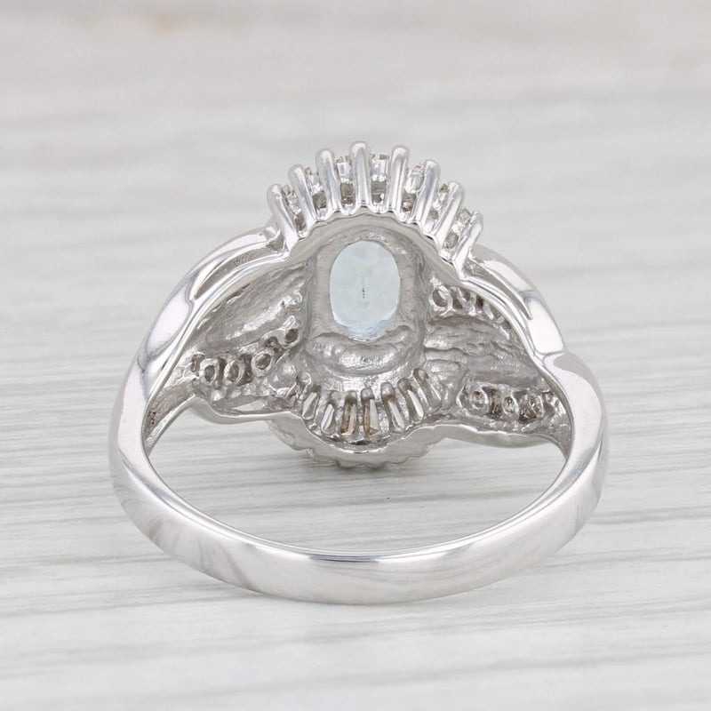 1.19ctw Aquamarine Diamond Ring 14k White Gold Size 7