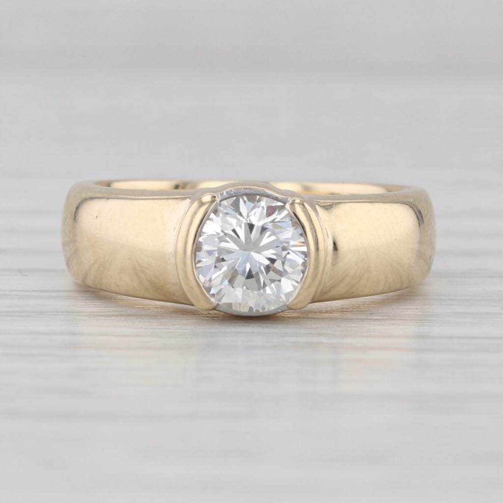 0.91ct Round Diamond Solitaire Engagement Ring 14k Yellow Gold Size 5.25