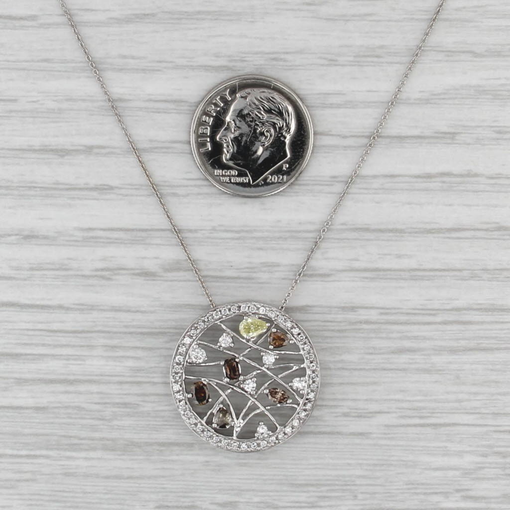 0.70ctw Diamond Openwork Pendant Necklace 14k White Gold 19.25" Cable Chain