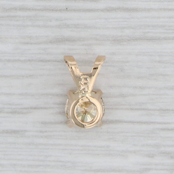 Light Gray 0.58ct Yellow Diamond Solitaire Pendant 14k Yellow Gold Small Round Drop