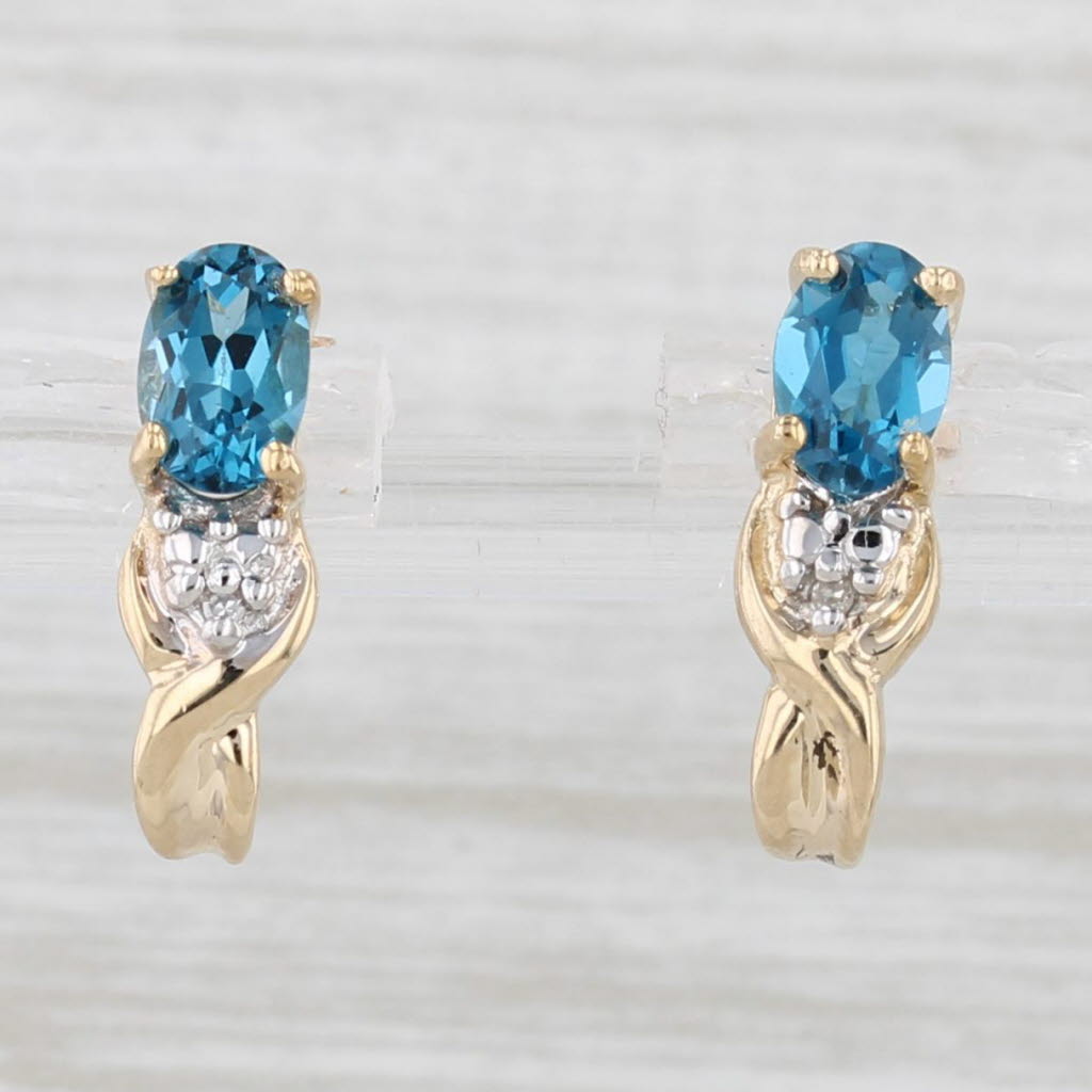 Light Gray 1.10ctw London Blue Topaz Diamond Stud Earrings 10k Yellow Gold