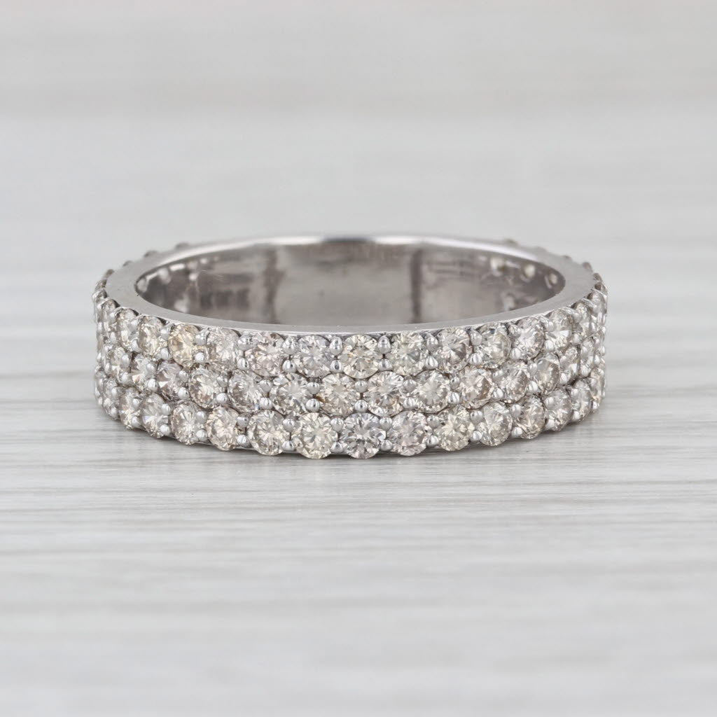 2.40ctw Pave Diamond Ring 10k White Gold Size 10 Band Anniversary Stackable