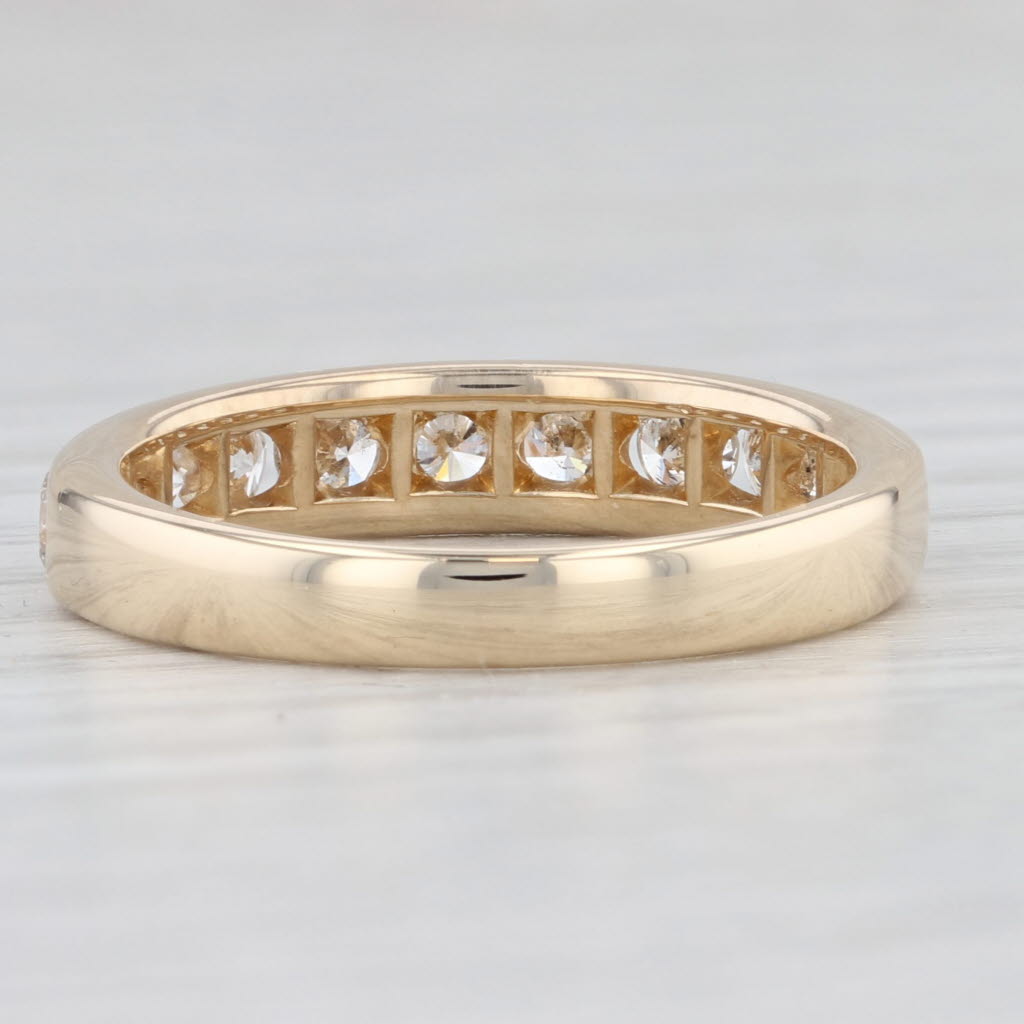 Light Gray 0.83ctw Diamond Wedding Band 14k Yellow Gold Size 7.25 Stackable Anniversary