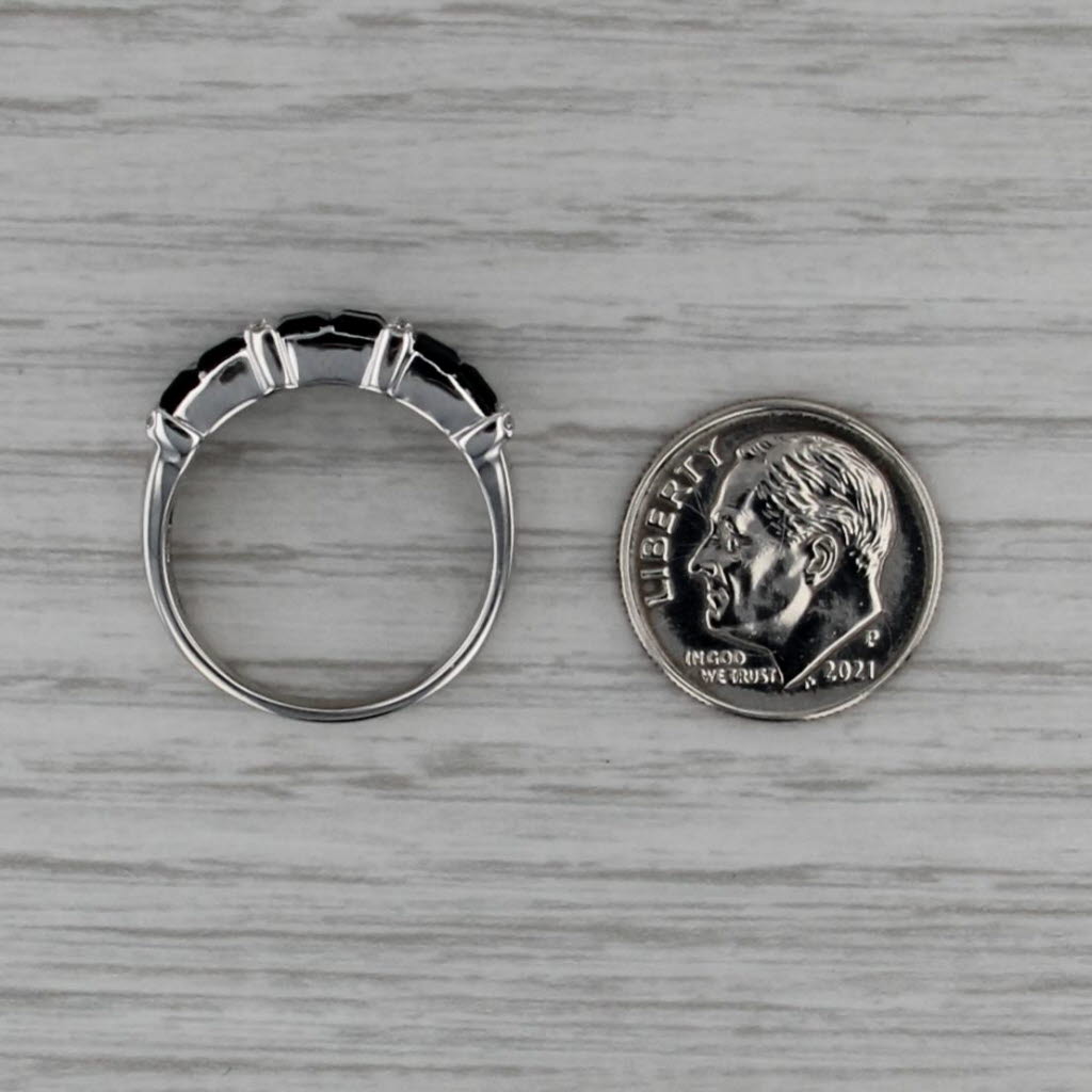 2.52ctw Blue Sapphire Diamond Ring 14k White Gold Size 7.25 Stackable