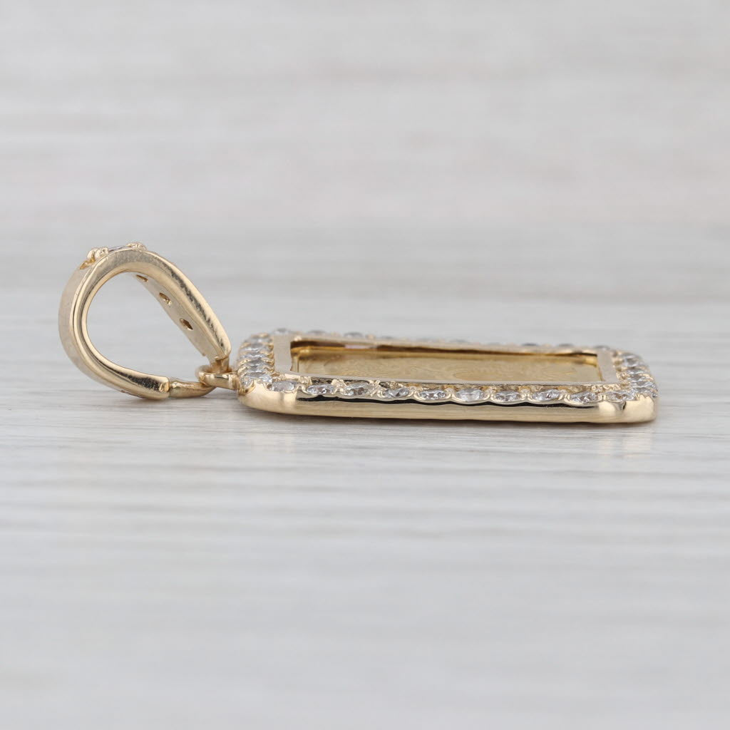 1.40ctw Diamond Bezel PAMP Swiss Gold Bar Pendant 14k 999 5 Grams