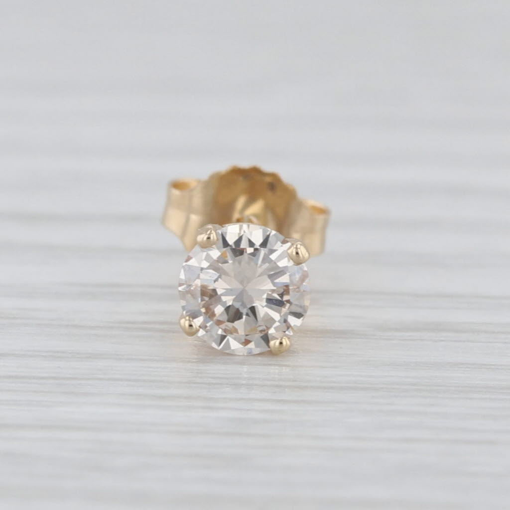 Single Stud Earring 0.36ct Round Diamond Solitaire 14k Yellow Gold
