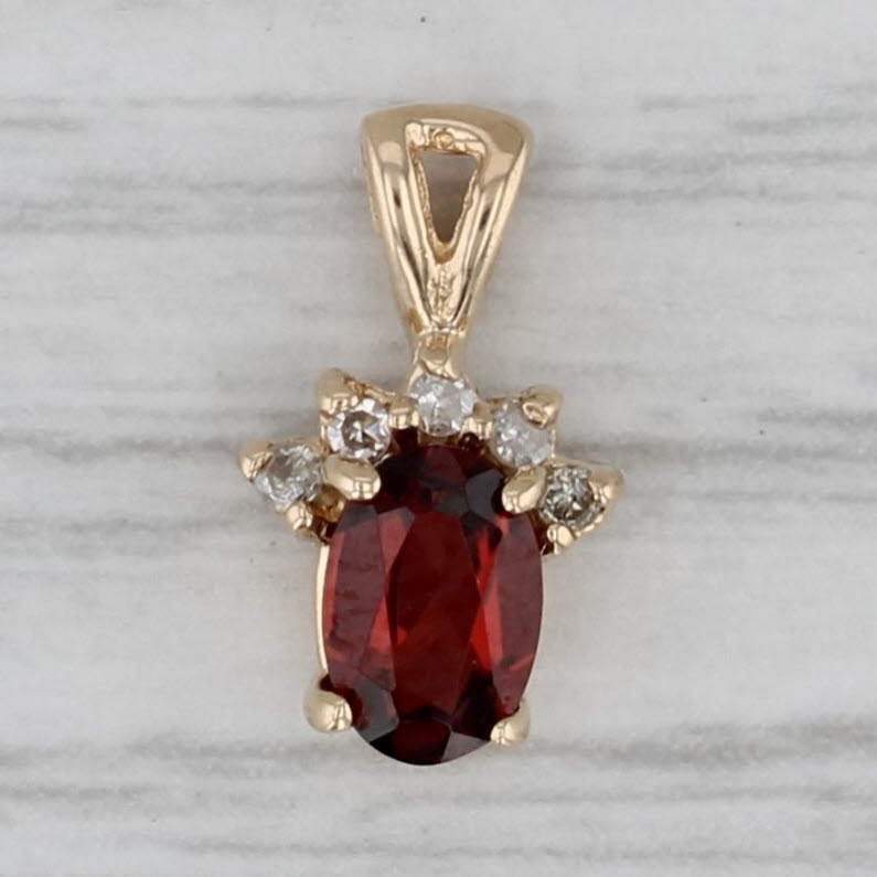 Gray 0.53ctw Garnet Diamond Small Drop Pendant 14k Yellow Gold