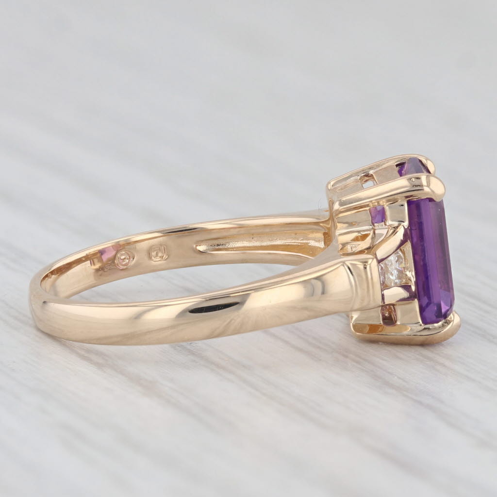 Light Gray 2.05ctw Amethyst Diamond Ring 14k Yellow Gold Size 5.5