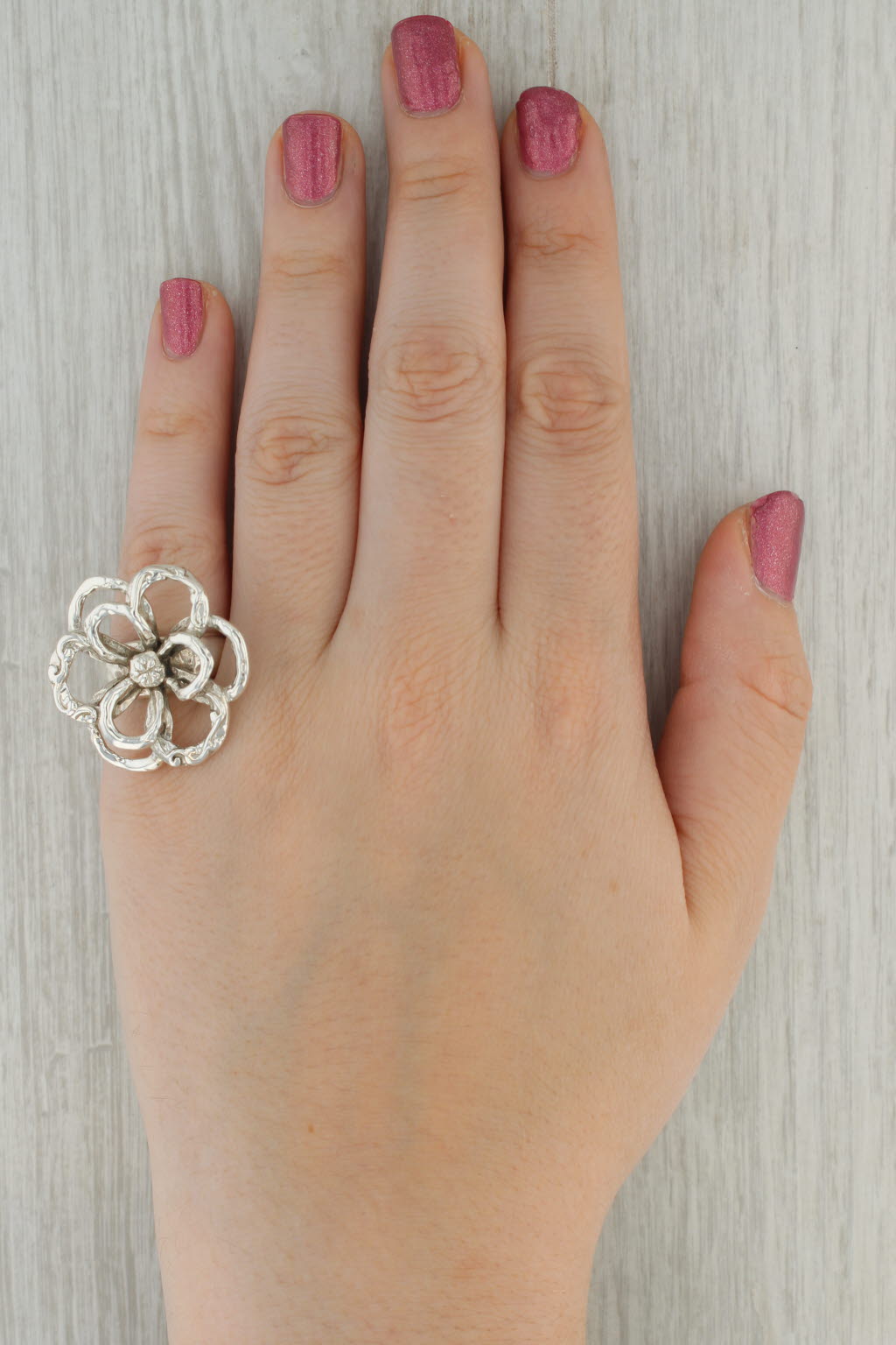 Rosy Brown Silpada Flower Power Statement Ring Sterling Silver Size 7