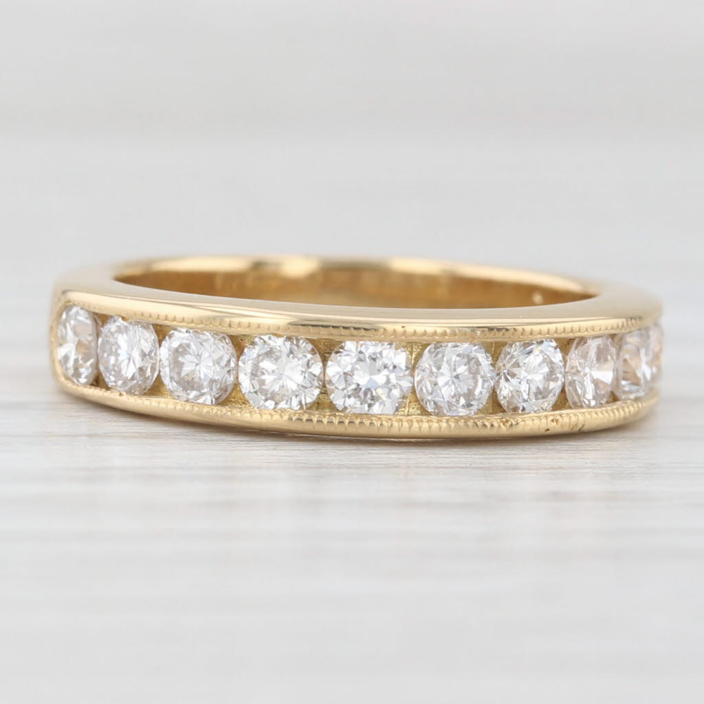 Light Gray 1ctw Diamond Wedding Band 18k Yellow Gold Stackable Anniversary Size 5 Ring