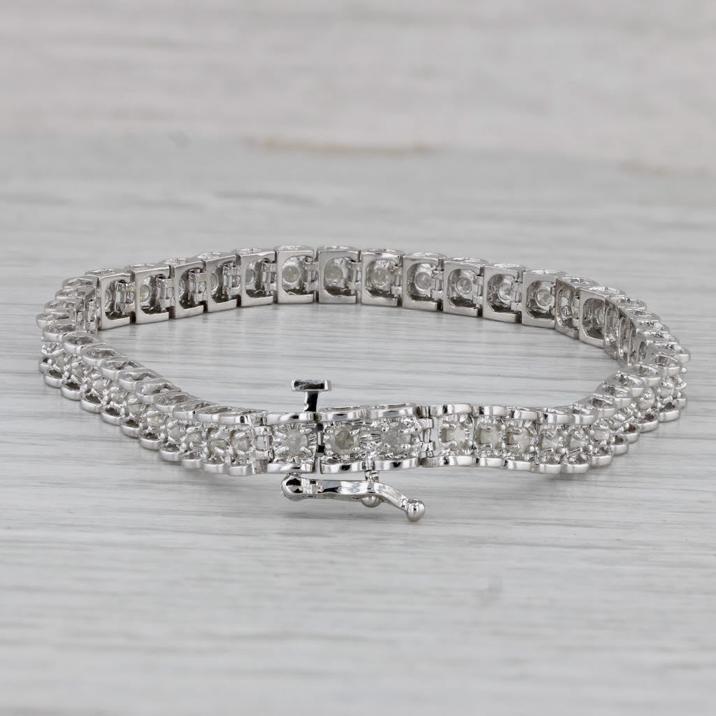 Gray 2ctw Diamond Tennis Bracelet 10k White Gold 7" 4.8mm