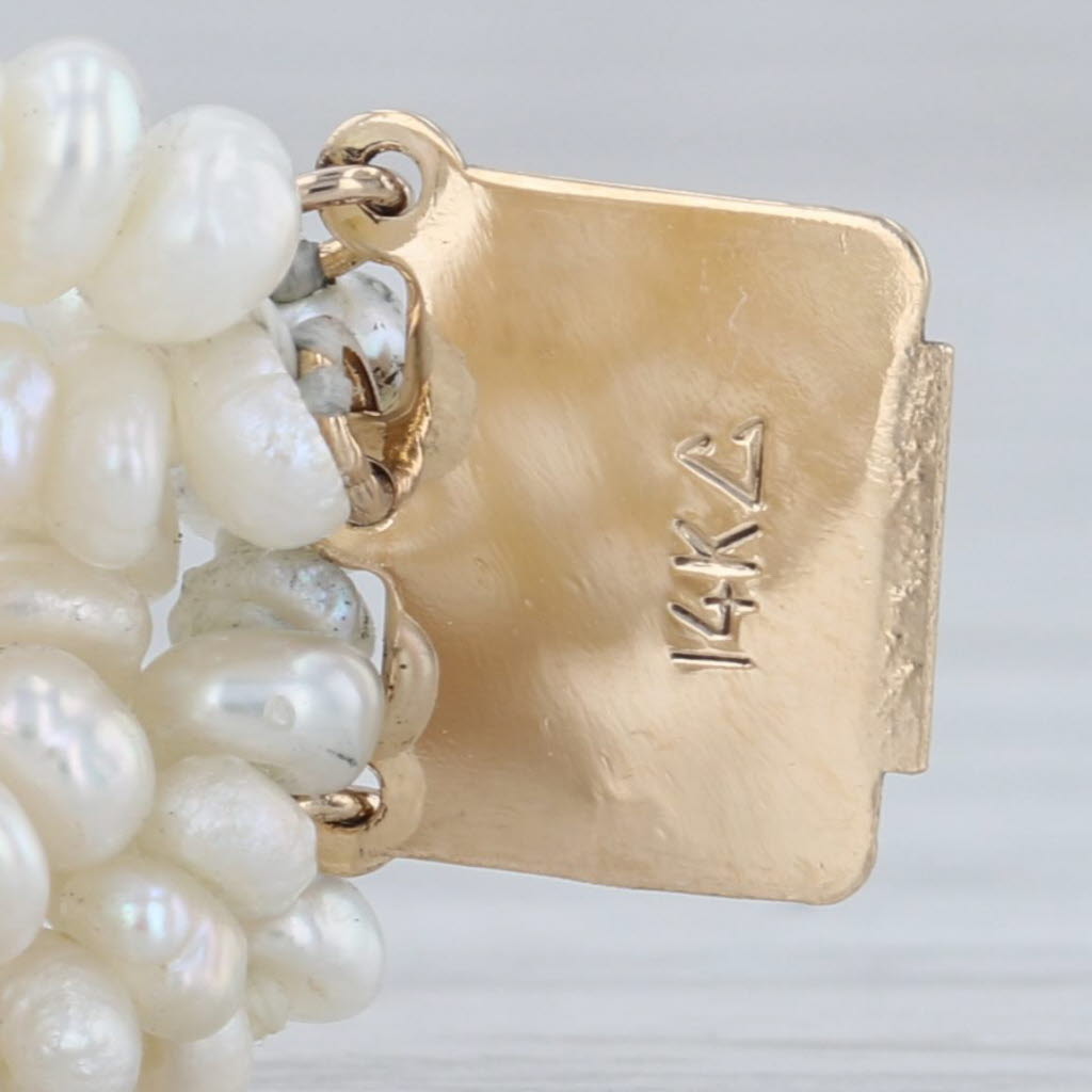 Woven Multistrand Pearl Necklace 14k Yellow Gold 15.5" 16.1mm