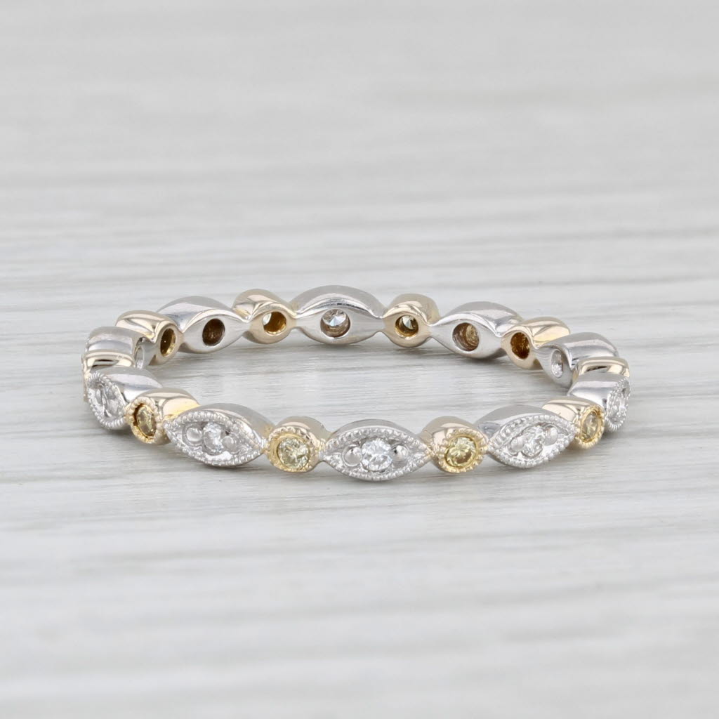 Light Gray 0.12ctw Diamond Eternity Band 18k White Yellow Gold Wedding Ring Stackable