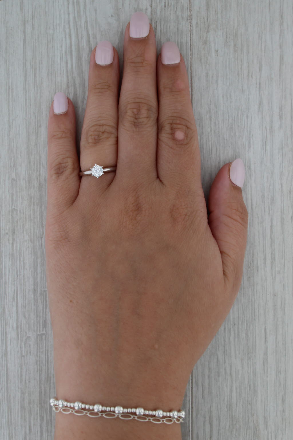 0.50ct Round Diamond Solitaire Engagement Ring 18k White Gold Platinum Size 6.5