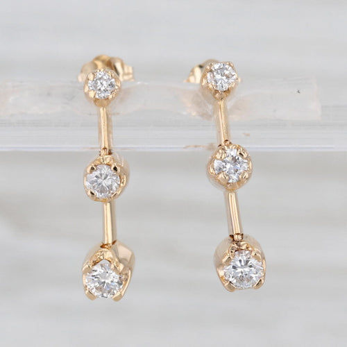 0.47ctw Graduated Diamond Journey 3-Stone Drop Earrings 14k Yellow Gold