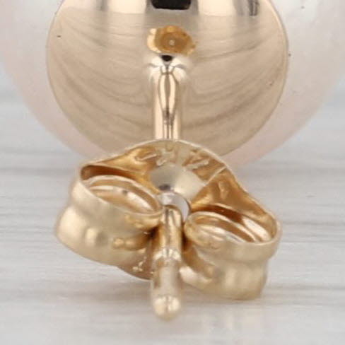 Cultured Pearl Stud Earrings 14k Yellow Gold 8mm Round Bead Solitaire Studs