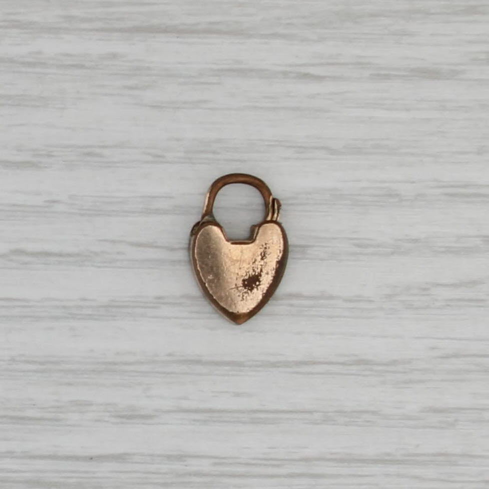 Victorian Heart Padlock Charm Yellow Gold Filled Snap Clasp