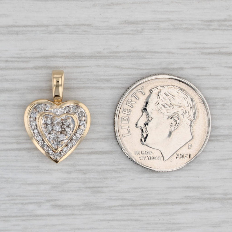 Gray 0.12ctw Diamond Heart Pendant 10k Yellow Gold Small Drop