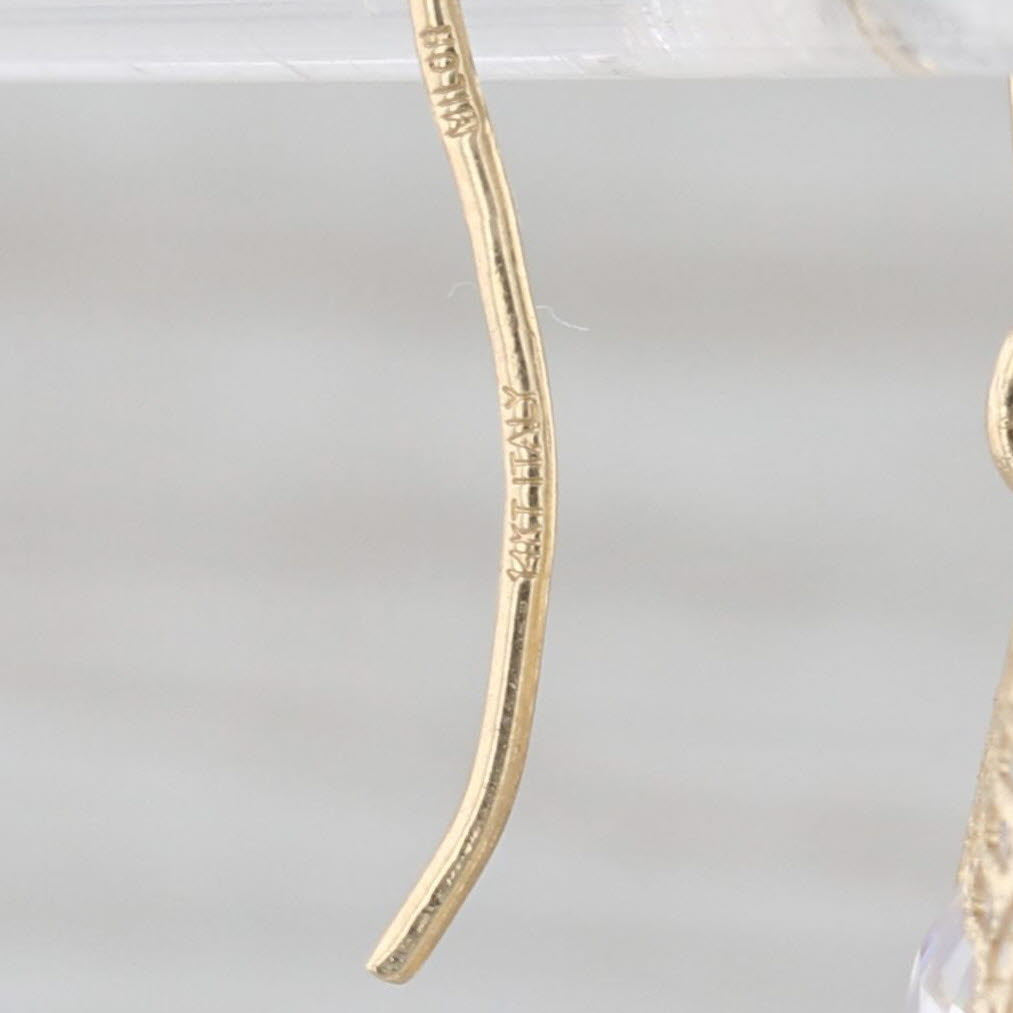 Milor Italy Cubic Zirconia Flower Dangle Earrings 14k Yellow Gold Hook Posts