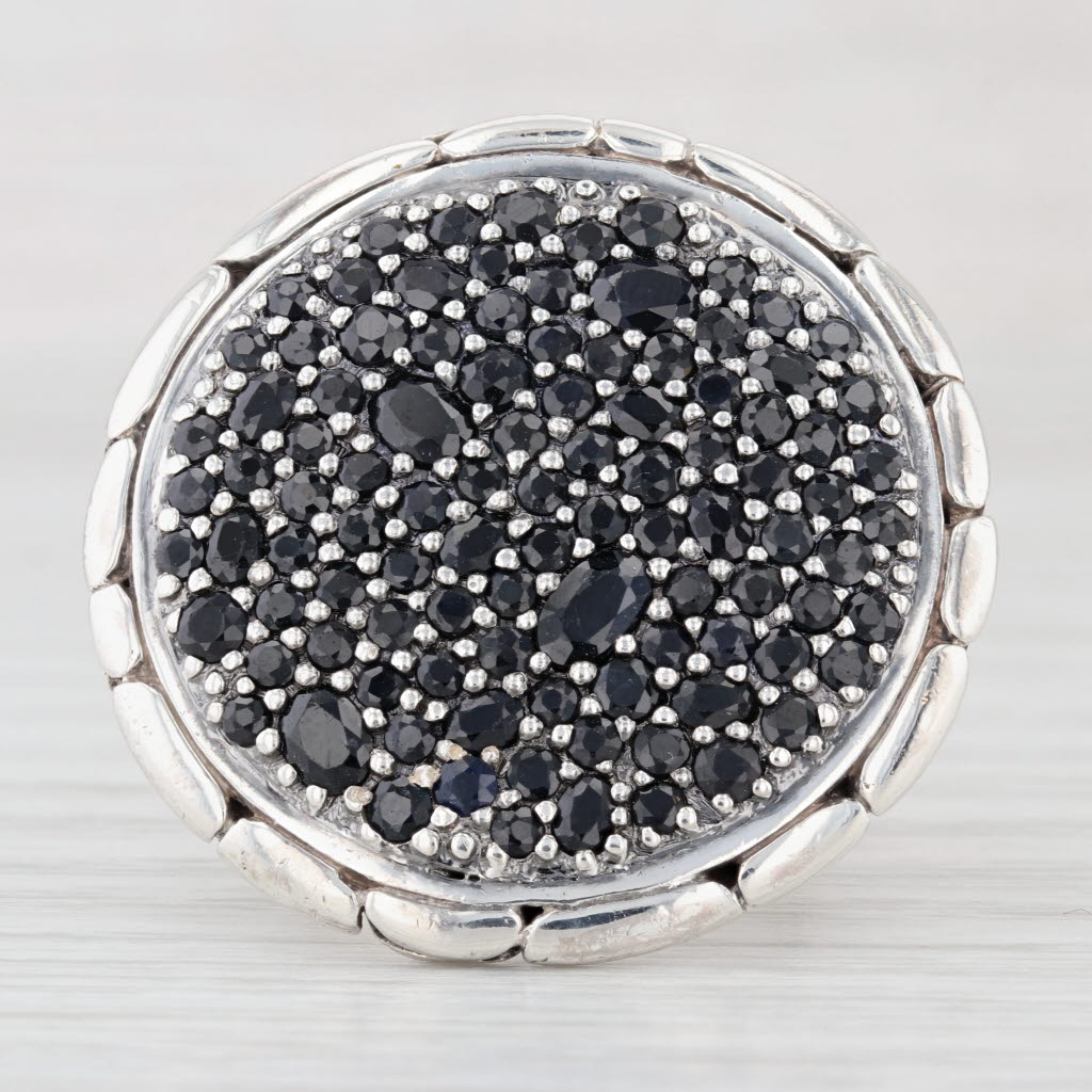 John Hardy Kali 4.70ctw Pave Blue Sapphire Cocktail Ring Sterling Silver Sz 8.5