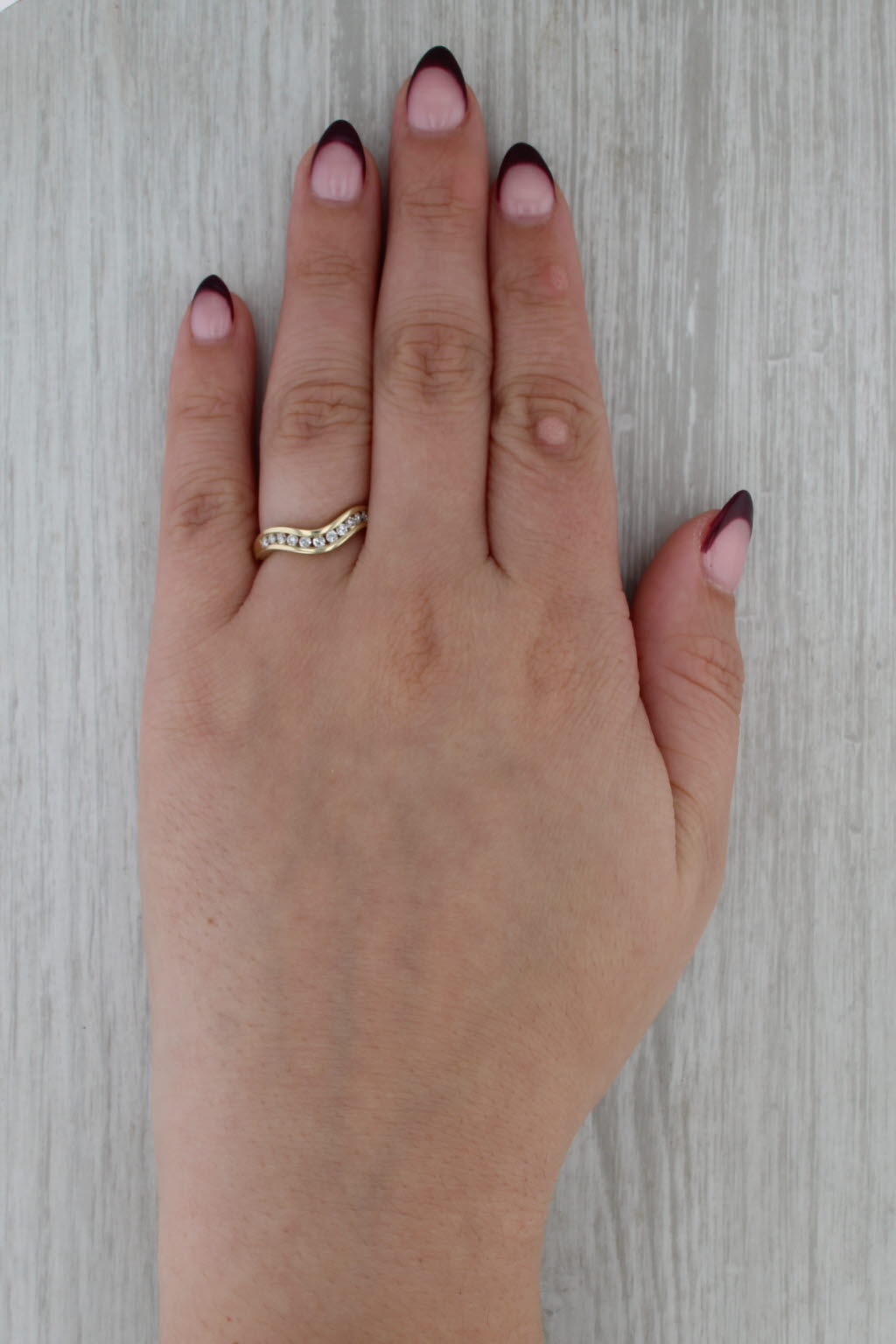 0.20ctw Diamond Contoured Wedding Band Guard Ring 14k Yellow Gold Sz 7 Stackable