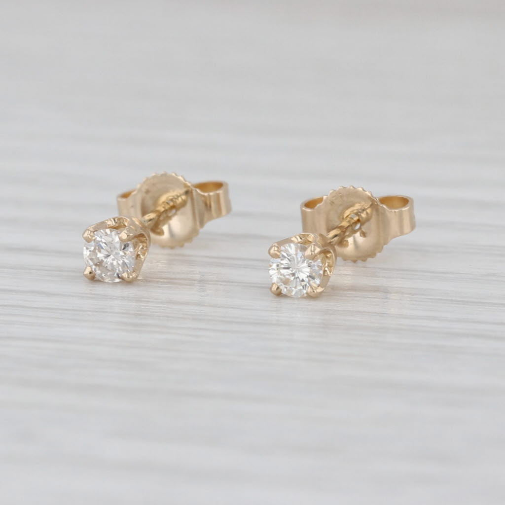 0.19ctw Round Brilliant Diamond Stud Earrings 14k Yellow Gold Solitaire Studs