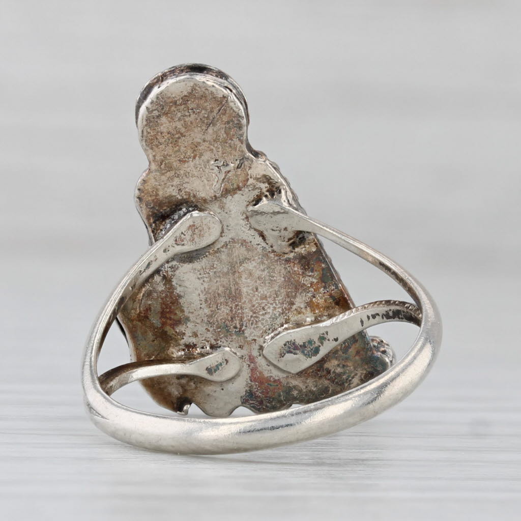 Gray Vintage Native American Mother of Pearl Ring Sterling Silver Size 7.5