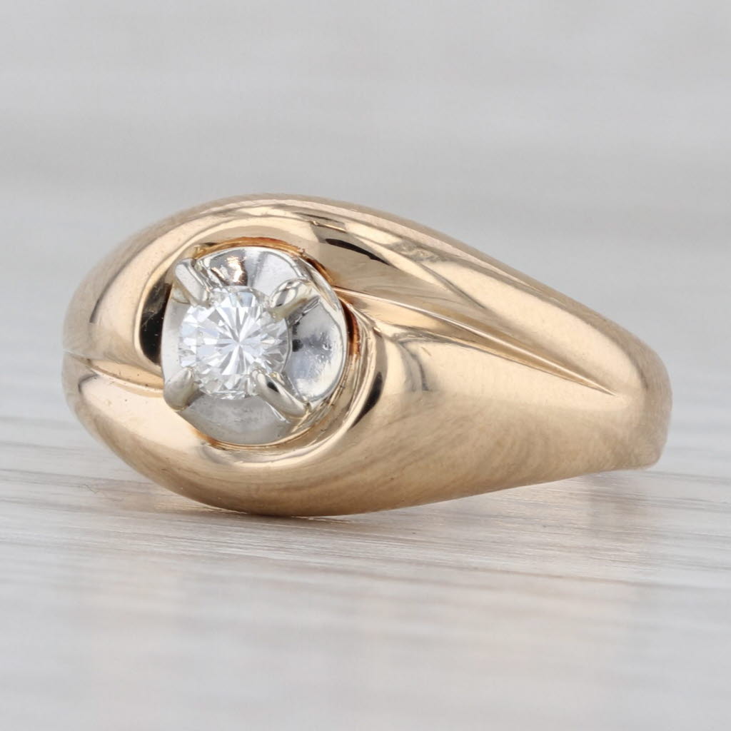 Gray 0.20ct Round Diamond Solitaire Ring 14k Yellow Gold Size 6.25 Vintage