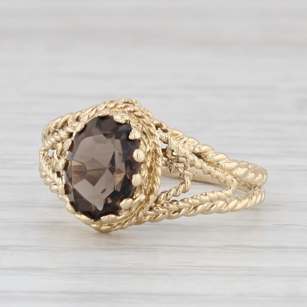 Light Gray 1.20ct Smoky Quartz Oval Solitaire Ring 14k Yellow Gold Size 5.5