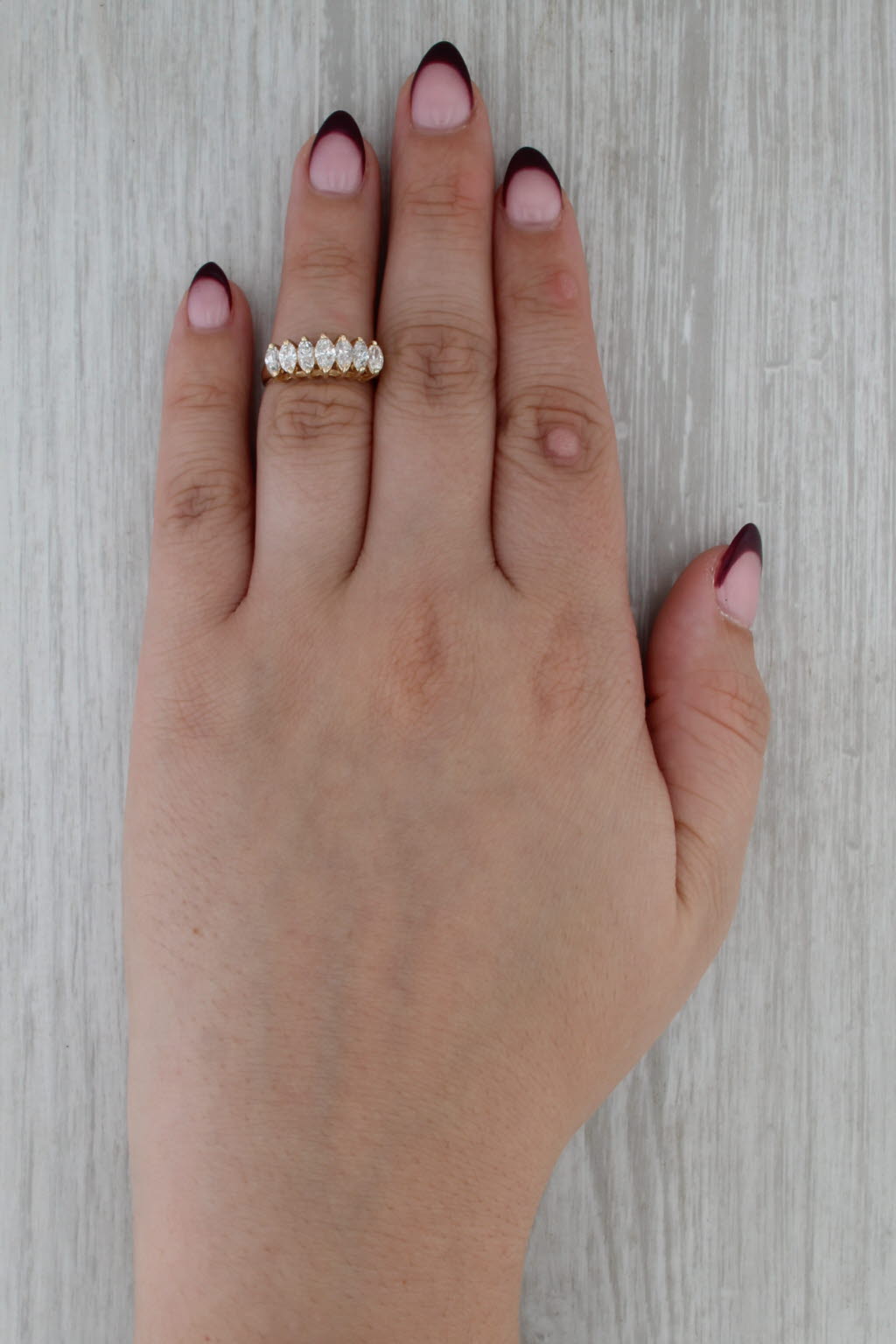 0.87ctw Marquise Diamond Ring 14k Yellow Gold Stackable Wedding Size 4.75