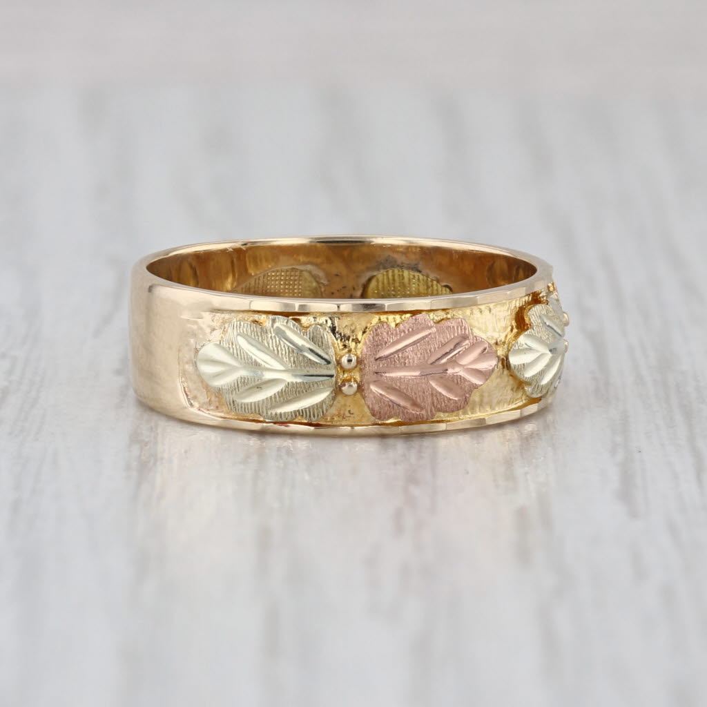 Black Hills Gold Leaf Ring 10k 12k Yellow Rose Green Mount Rushmore Size 9 Band