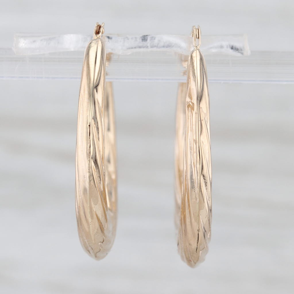 Woven Hoop Earrings 14k Yellow Gold Snap Top Hoops