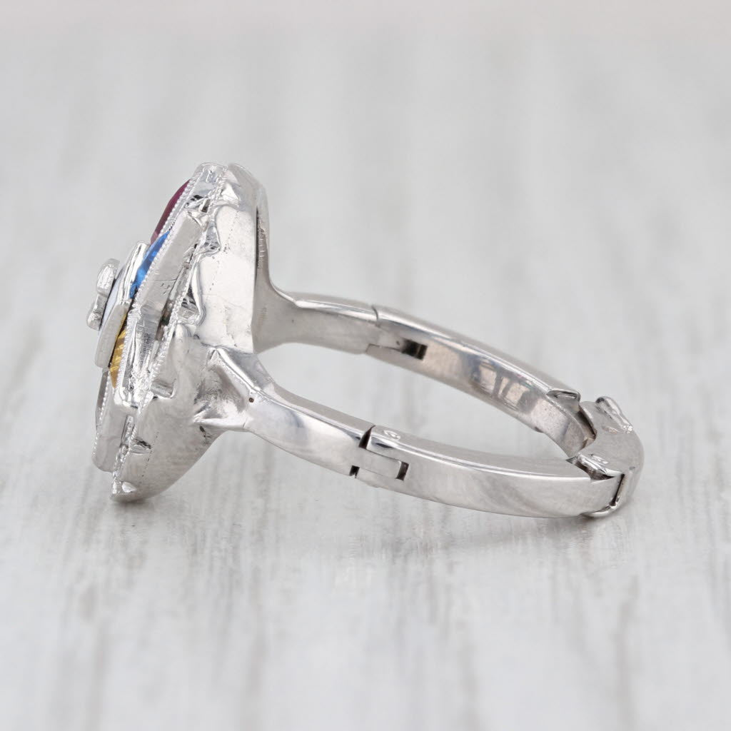 Masonic Order Eastern Star Signet Ring 14k White Gold Size 5 Arthritc Shank