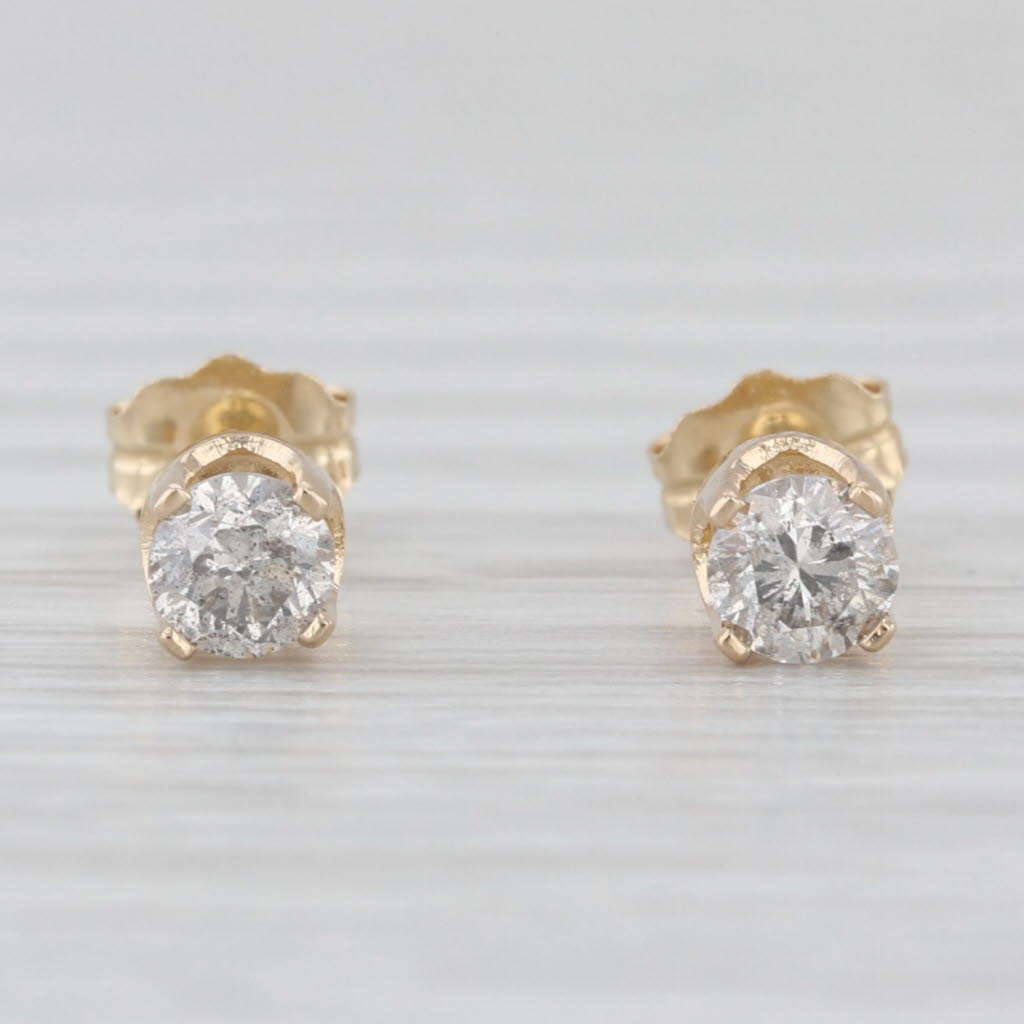 0.39ctw Diamond Stud Earrings 14k Yellow Gold Round Solitaire Studs