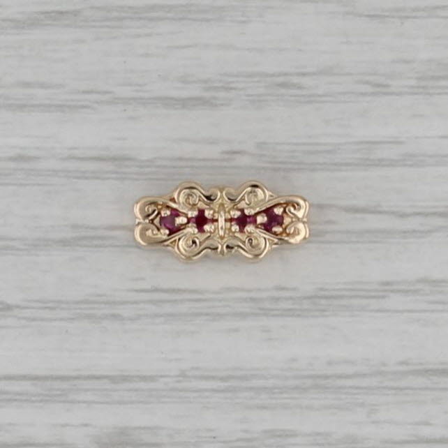0.16ctw Ruby Slide Bracelet Charm 14k Yellow Gold Ornate Daffer