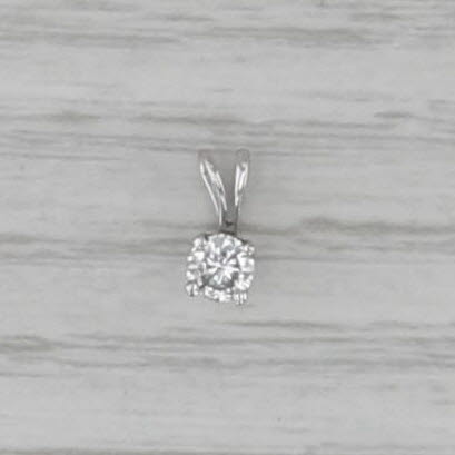 0.17ct Round Diamond Solitaire Pendant 14k White Gold Small Drop