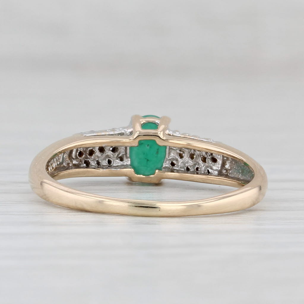 Light Gray 0.50ctw Oval Emerald Diamond Ring 10k Yellow Gold Size 8