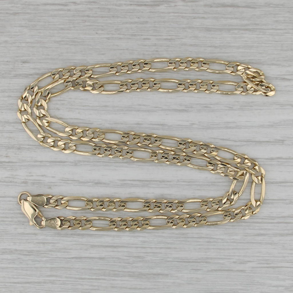 Figaro Chain Necklace 14k Yellow Gold 20" 4.7mm