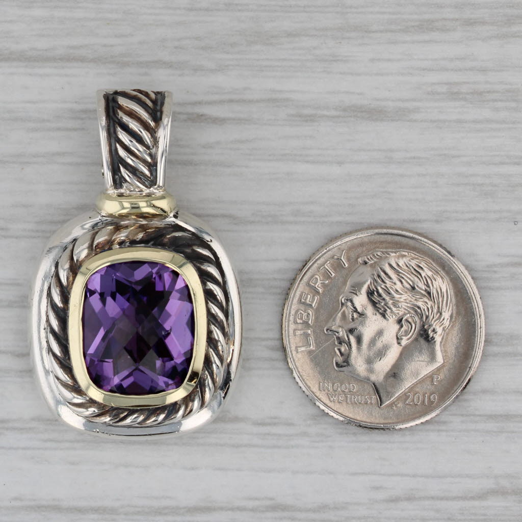 Dark Gray David Yurman 5.30ct Amethyst Enhancer Pendant Sterling Silver 14k Gold Clip