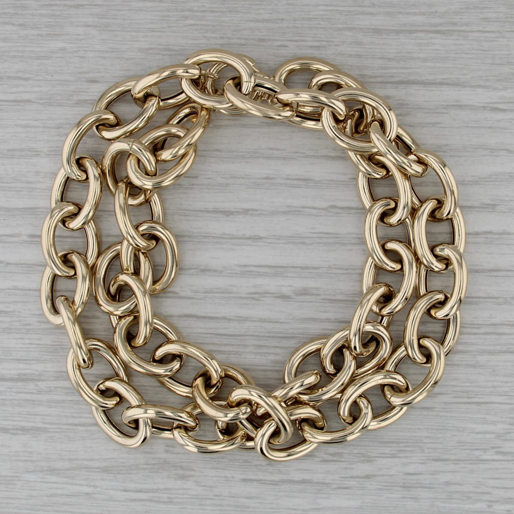 Chunky Cable Chain Necklace 14k Yellow Gold 20.25" 13mm Hollow Oval Links