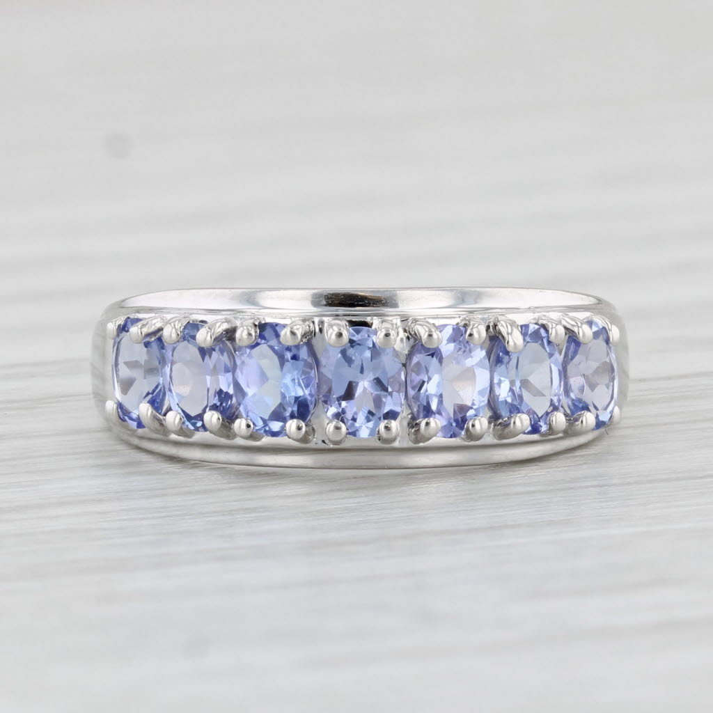 Light Gray 1.40ctw Tanzanite Ring 10k White Gold Size 7 Stackable Wedding Band