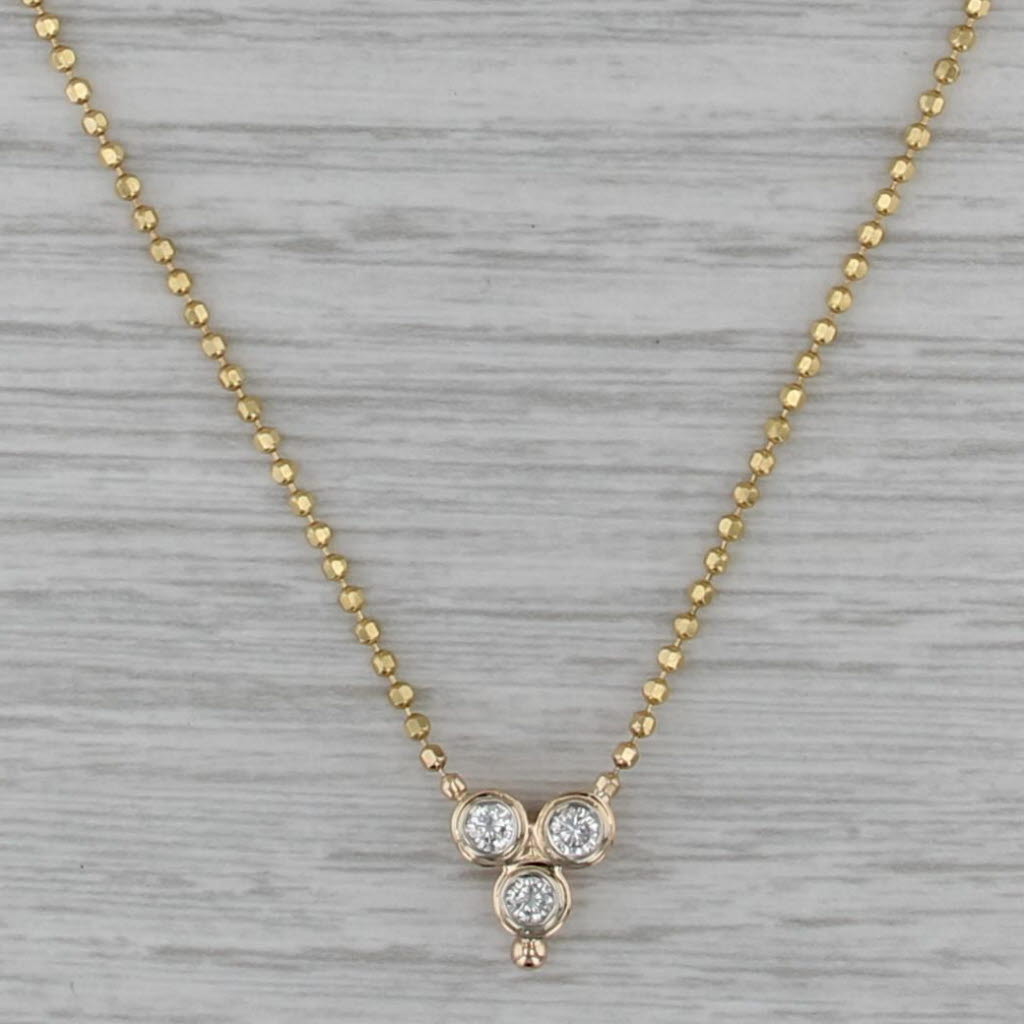 0.24ctw Diamond 3-Stone Pendant Necklace 14k Yellow Gold 16.5" Bead Chain